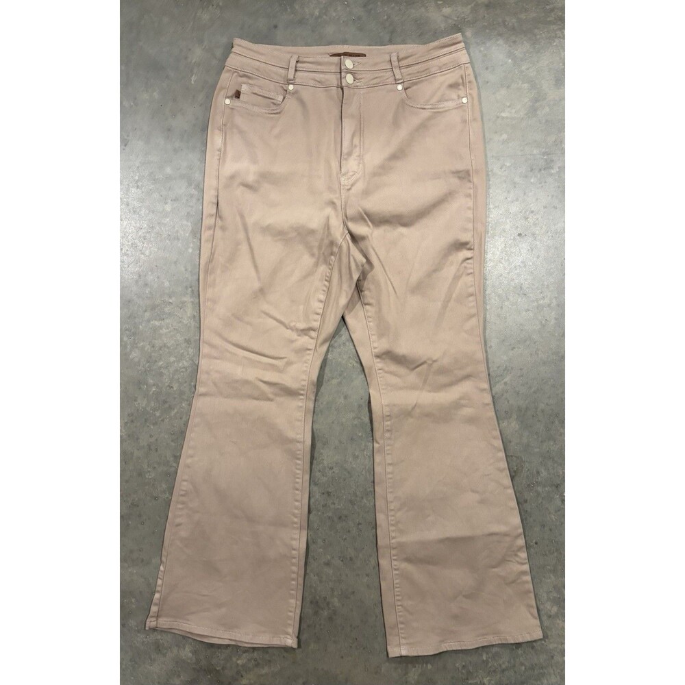 Judy Blue Flare Jeans Womens 14W Khaki Pants Garment Dyed High Rise Stretch